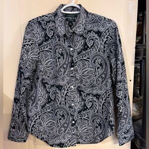 Ralph Lauren Black and White Paisley Shirt